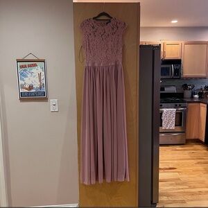Bridesmaid Prom Evening Floor Length Gown Dress Dusty Rose